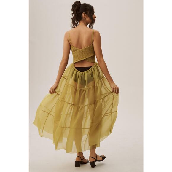 NWT Anthropologie Tiered Sheer Midi Dress - Large - Picture 3 of 5